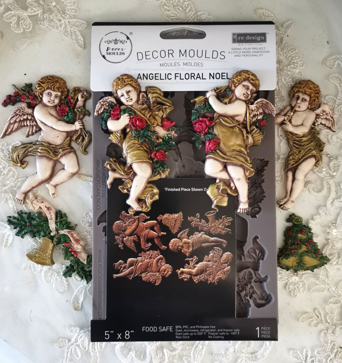 Decor Moulds® – Angelic Floral Noel – 1 pc, 5″x8″x8mm