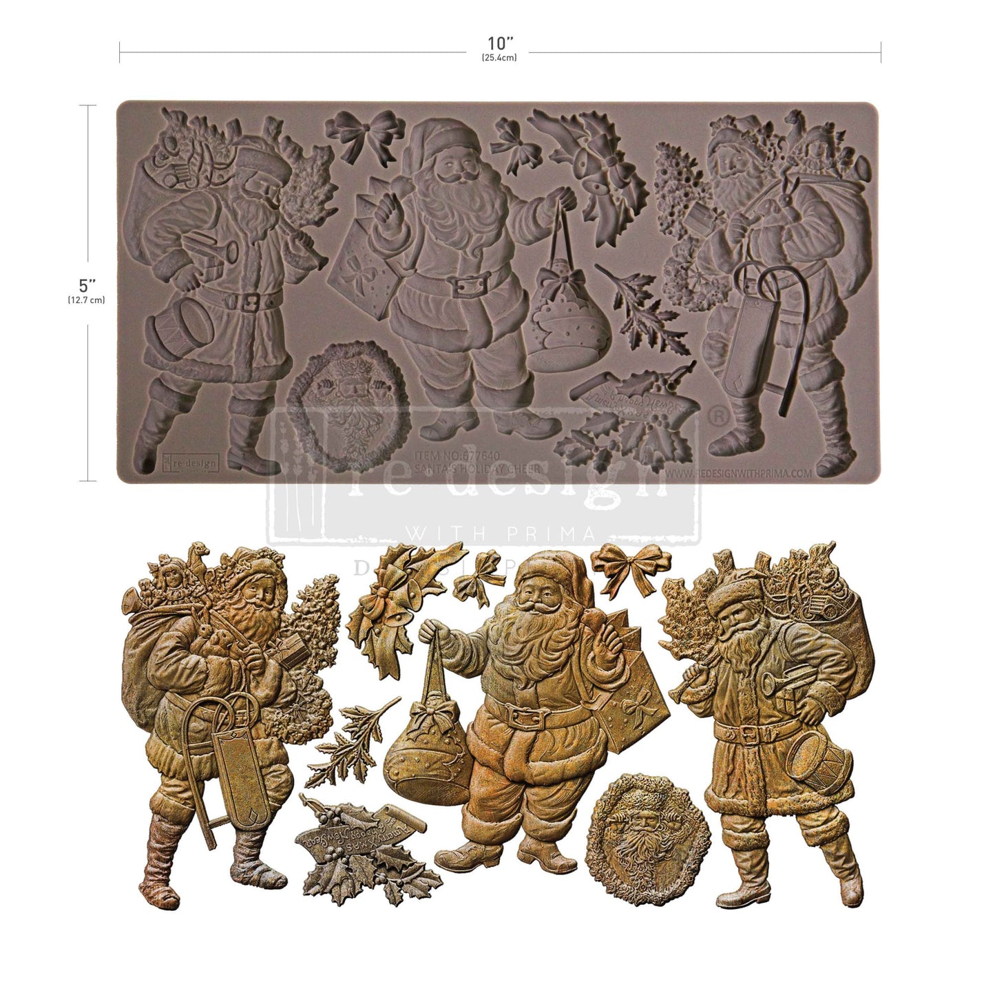 Decor Moulds® – Santa’s Holiday Cheer – 1 pc, 5″x10″x8mm