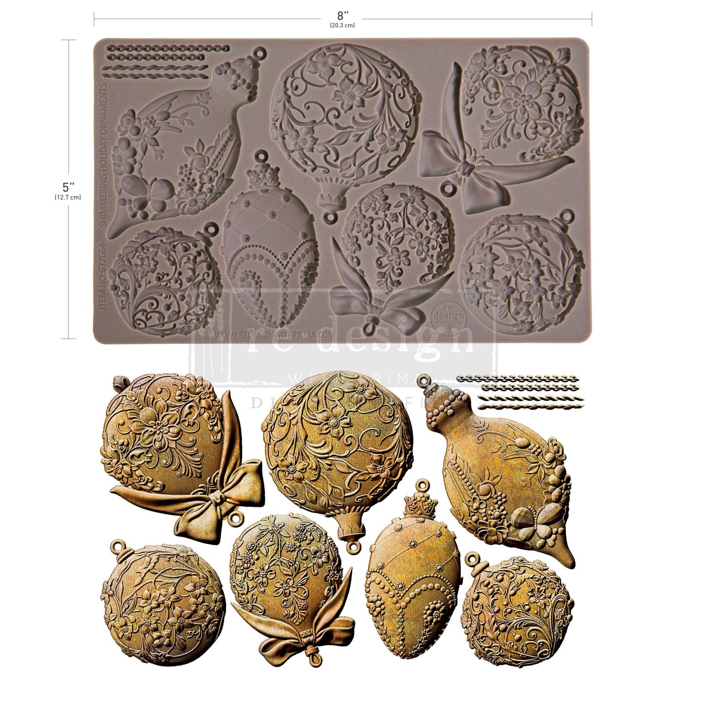 Decor Moulds® – Shimmering Holiday Ornaments – 1 pc, 5″x8″x8mm