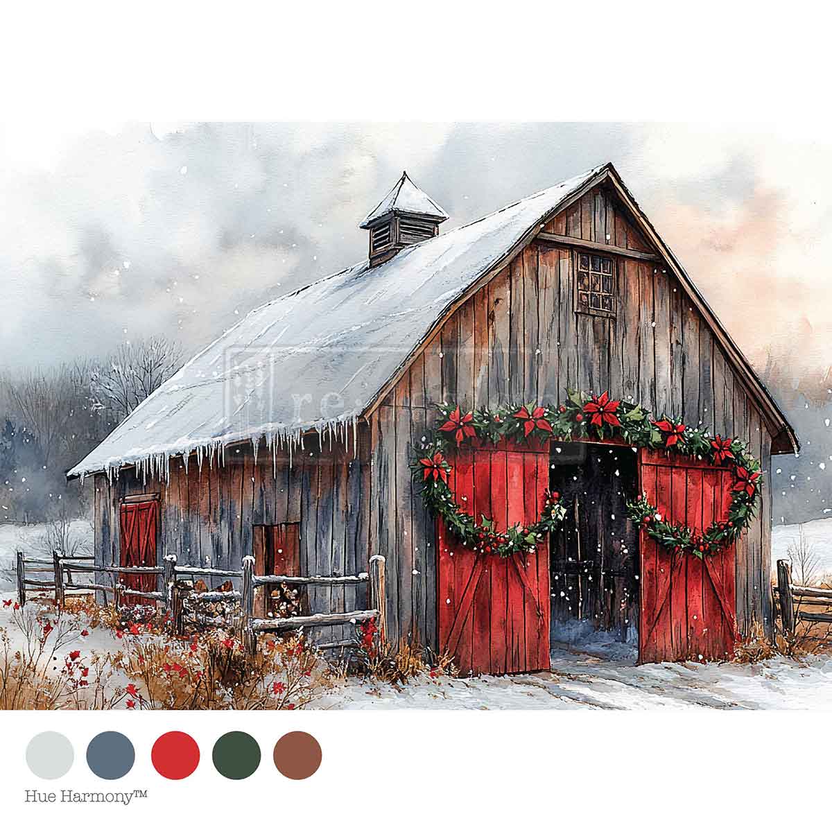 A4 Decoupage – Cranberry Cabin – 1 sheet, 8.27″x11.69″