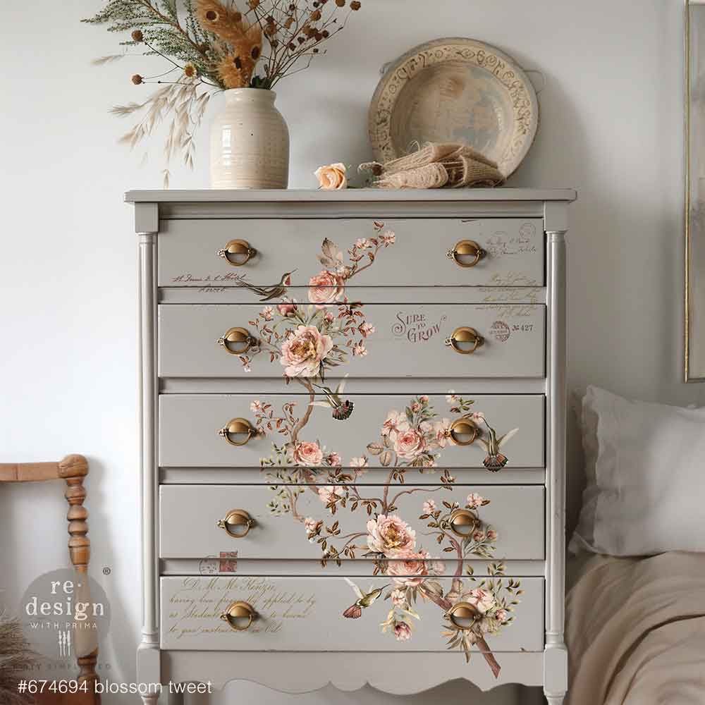 Decor Transfers® – Blossom Tweet – total sheet size 24″x35″, cut into 4 sheets