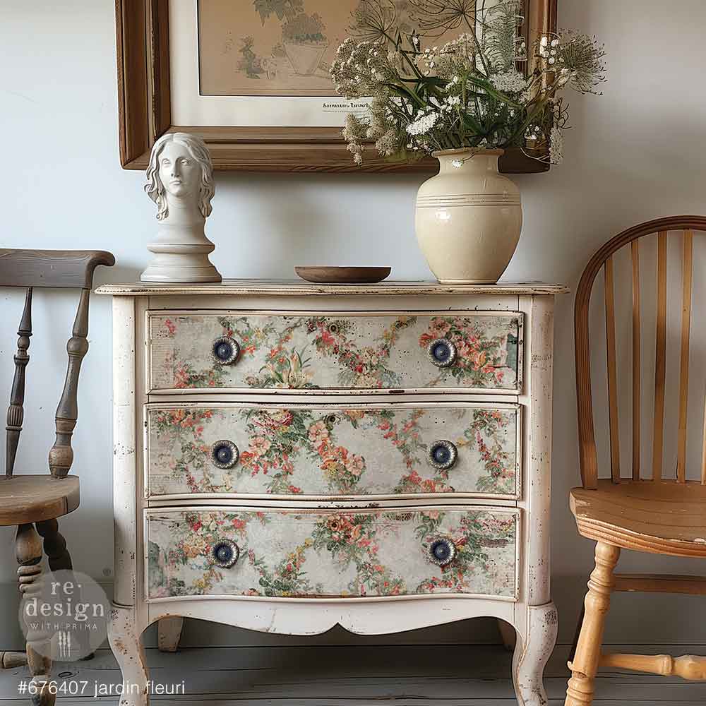 Double Delight Decoupage Fiber Paper Set – Jardin Fleuri – Total 2 sheets