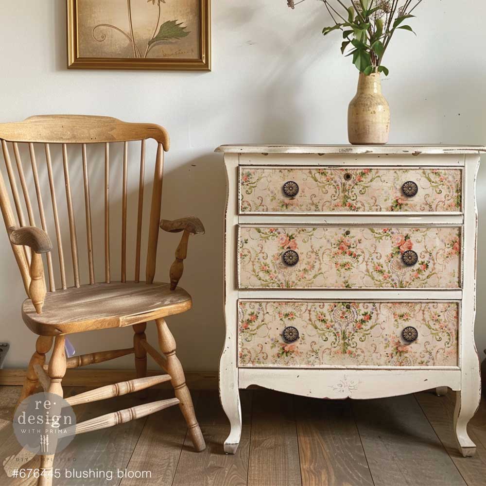 Double Delight Decoupage Fiber Paper Set – Blushing Bloom – Total 2 sheets