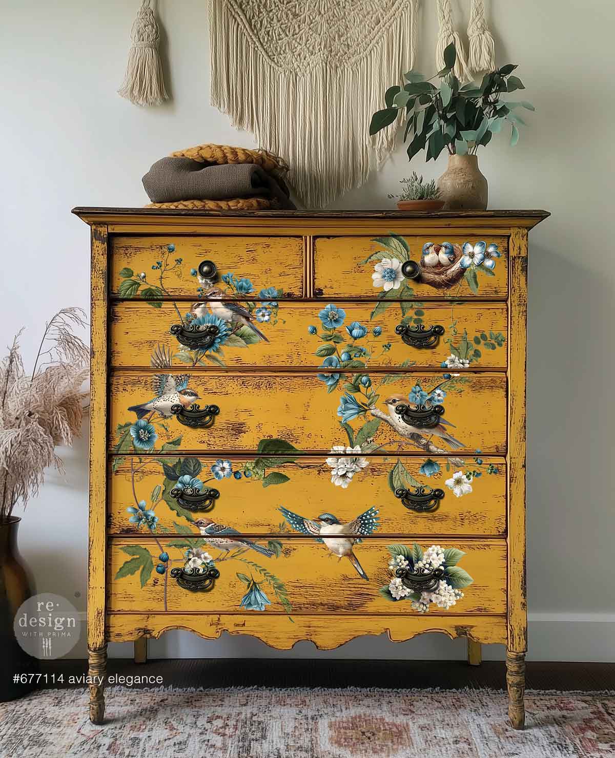Decor Transfers® – Aviary Elegance – total sheet size 24″x35″, cut into 4 sheets