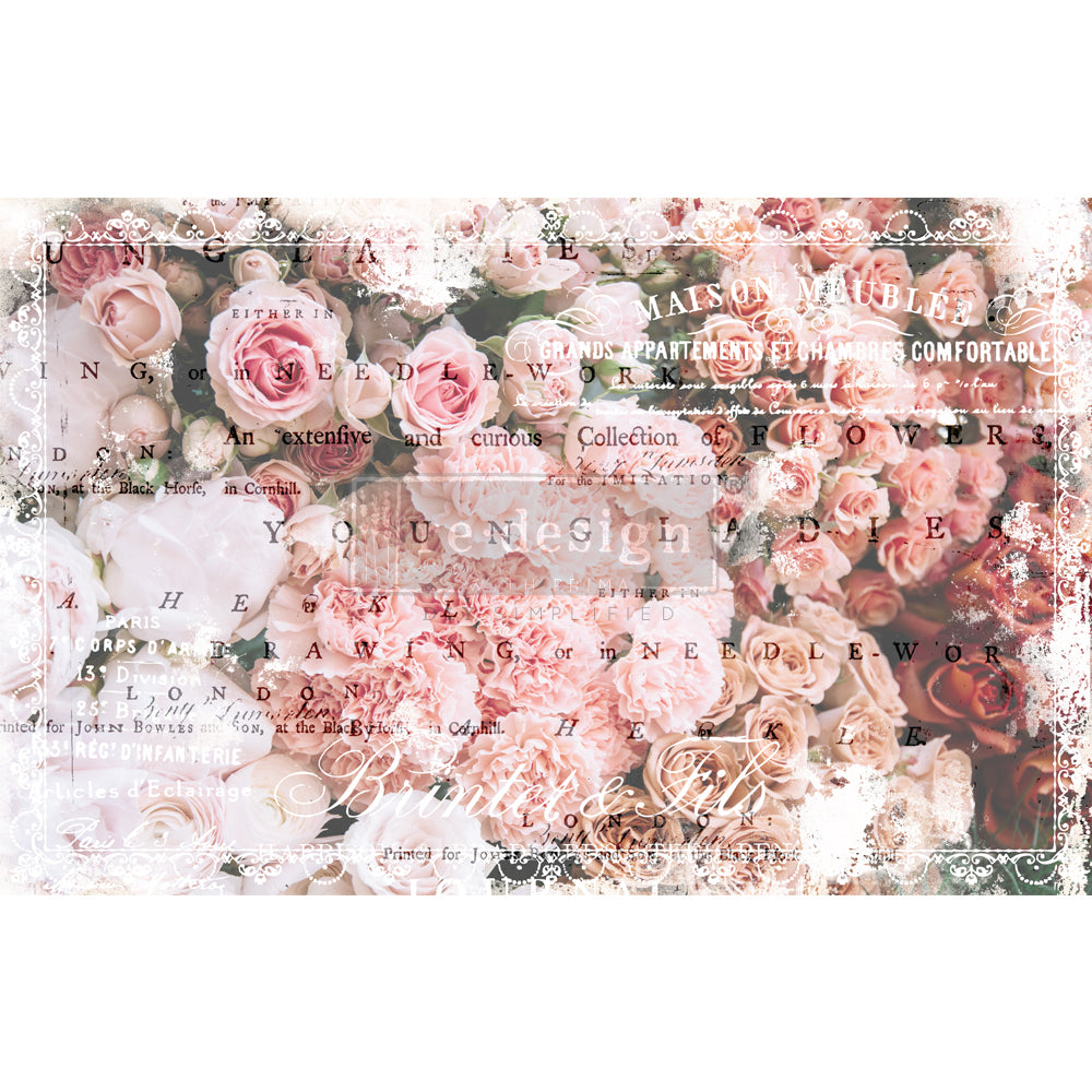 REDESIGN DECOUPAGE DÉCOR TISSUE PAPER – ANGELIC ROSE GARDEN – 1 SHEET (19″ X 30″)