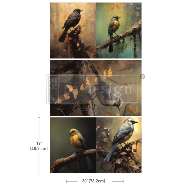DECOUPAGE DECOR TISSUE PAPER PACK – AVIAN DREAMSCAPE – 3 SHEETS, 19.5″X30″ EACH