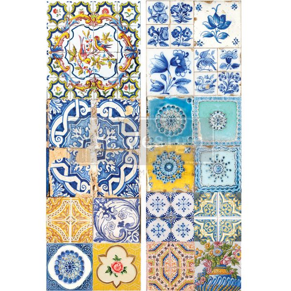 DECOR TRANSFERS® – CERAMIC TILES LL – TOTAL SHEET SIZE 24″X35″, CUT INTO 2 SHEETS