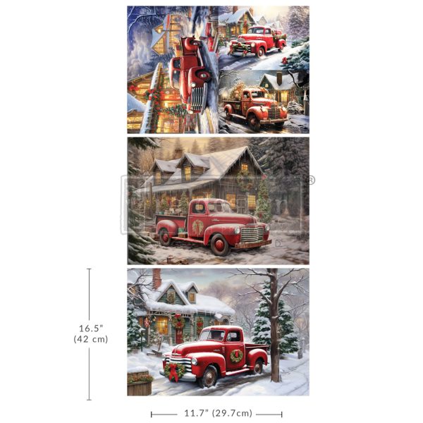 A3 DECOUPAGE FIBER PACK – CHRISTMAS CARGO – 3 SHEETS, 11.7″X16.5″ EACH