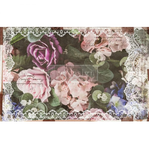 REDESIGN DECOUPAGE DÉCOR TISSUE PAPER – DARK LACE FLORAL – 2 SHEETS (19″ X 30″)