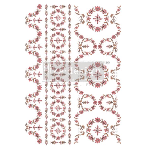 DECOR TRANSFERS® ANNIE SLOAN – FLOWER GARLAND – TOTAL SHEET SIZE 24″X35″