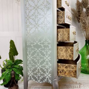 REDESIGN STENCIL – CECE GOTHIC TRELLIS 18×25.5 – SHEET SIZE 18″X25.5″, DESIGN SIZE 16.7″X21.8″- LASER CUT ON 16 MIL MYLAR