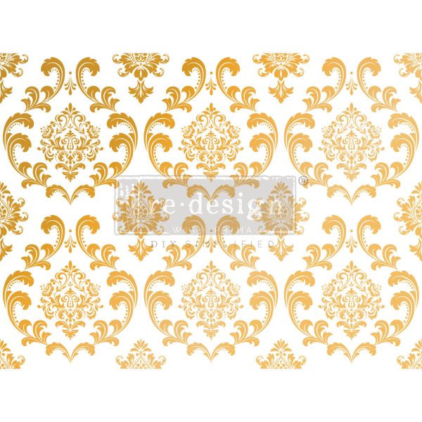 DECOR TRANSFERS® GOLD FOIL KACHA – HOUSE OF DAMASK – TOTAL SHEET SIZE 18″X24″, CUT INTO 2 SHEETS