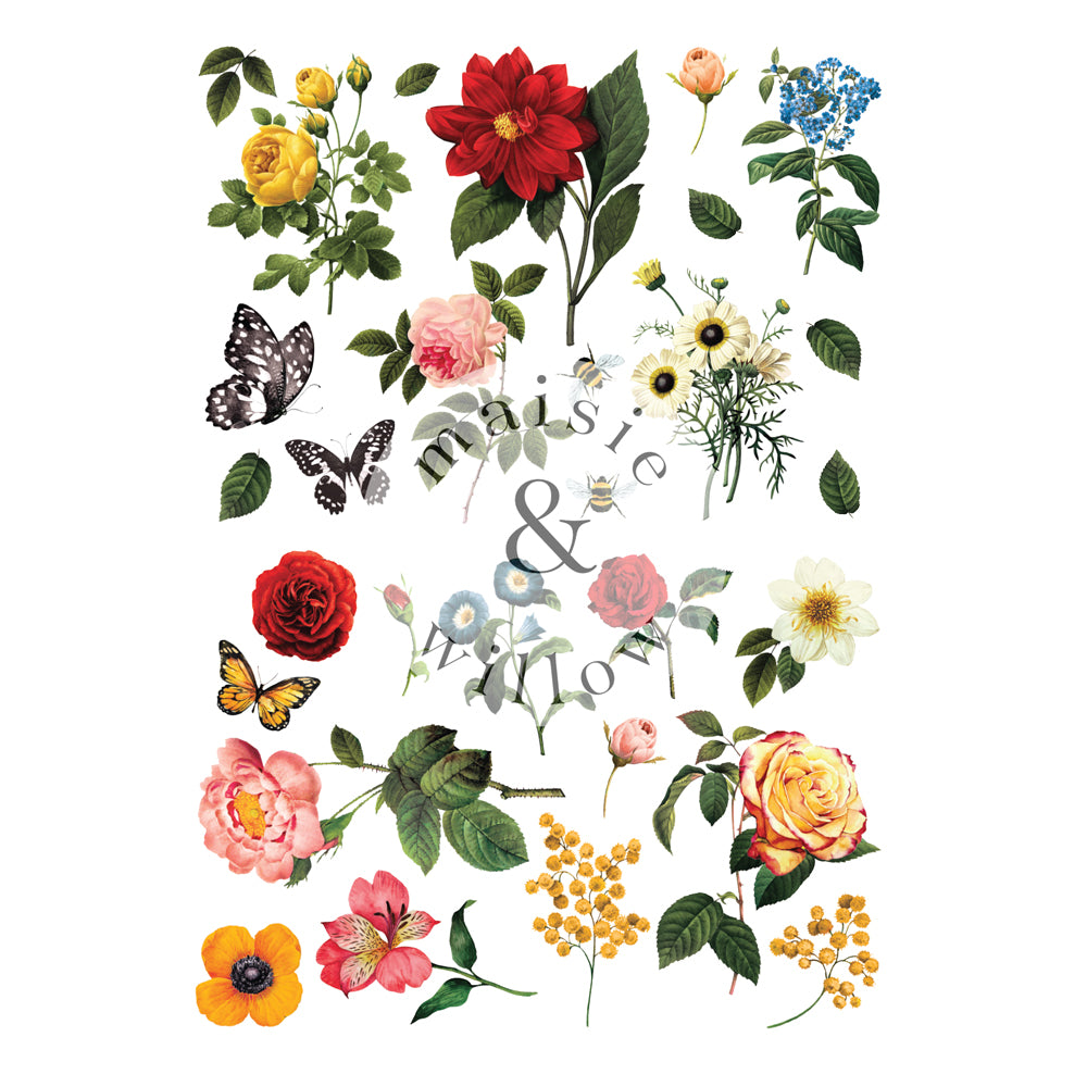 24 MAISIE & WILLOW TRANSFERS -MAJESTIC GARDEN-3 SHEETS - TOTAL SHEET SIZE 17X24