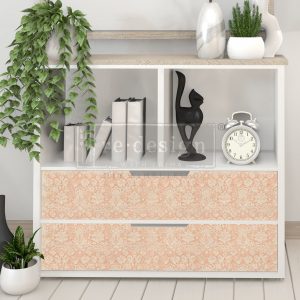 REDESIGN DECOUPAGE DÉCOR TISSUE PAPER – PEACH DAMASK – 2 SHEETS (19″ X 30″)