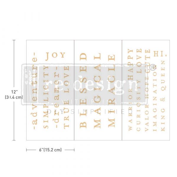 SMALL TRANSFERS – POWERFUL WORDS – 3 SHEETS, 6″X12″