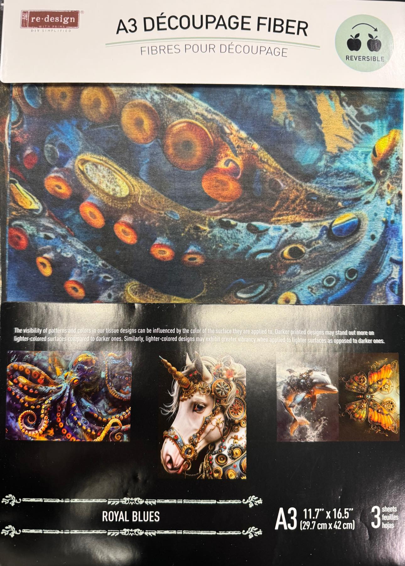 A3 DECOUPAGE FIBER PACK – Royal Blues