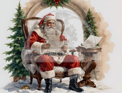 A4 Santa and His List Rice Paper DC537