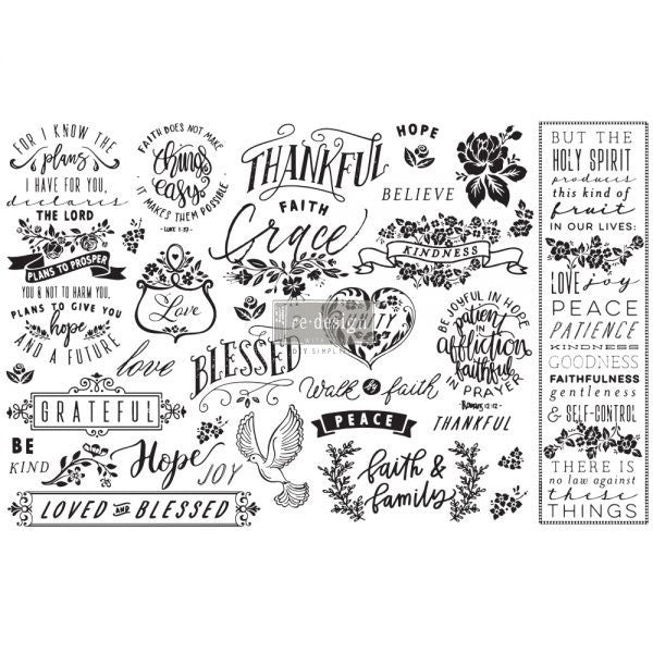 DÉCOUPAGE DÉCOR TISSUE PAPER – THANKFUL & BLESSED – 2 SHEETS (19″ X 30″)