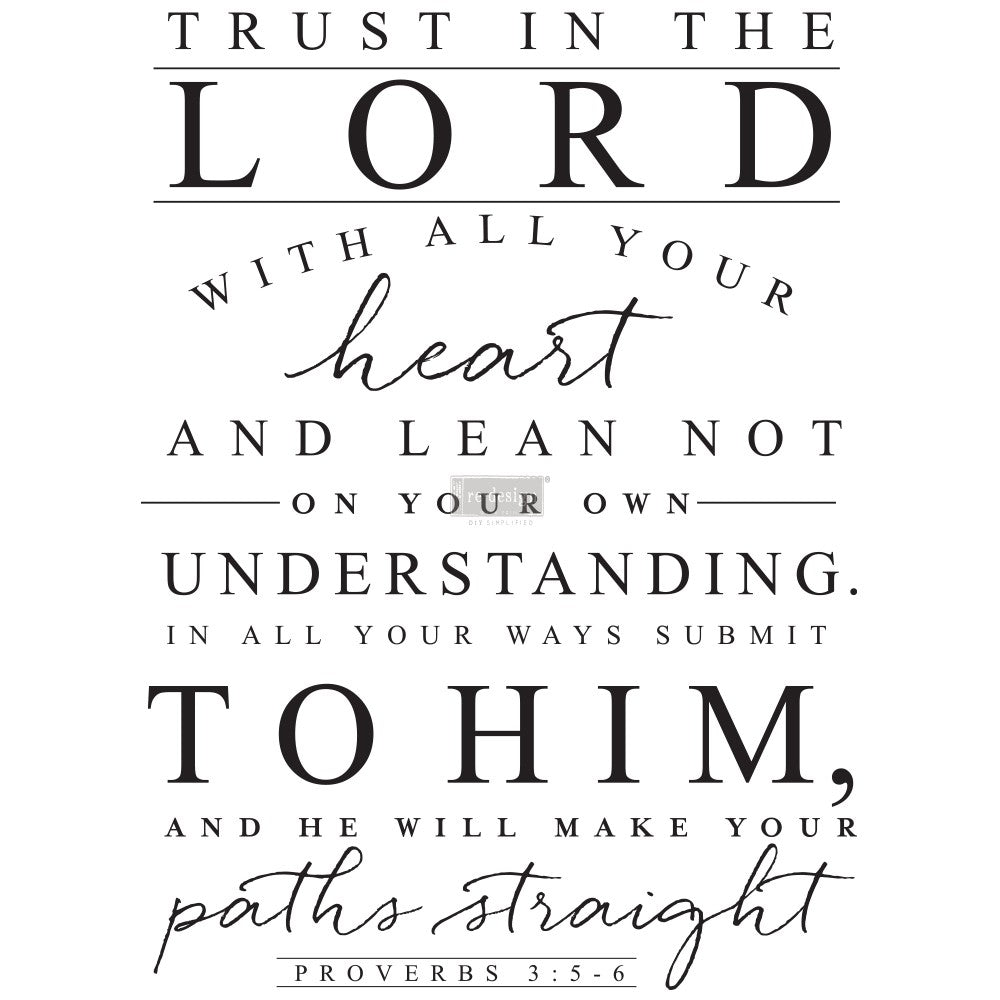Redesign Decor Transfers® – Trust In The Lord – 3 sheets, design size 22″ X 30″