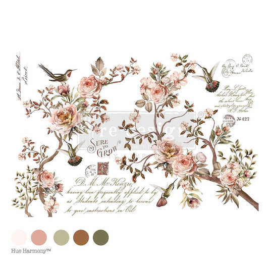Decor Transfers® – Blossom Tweet – total sheet size 24″x35″, cut into 4 sheets