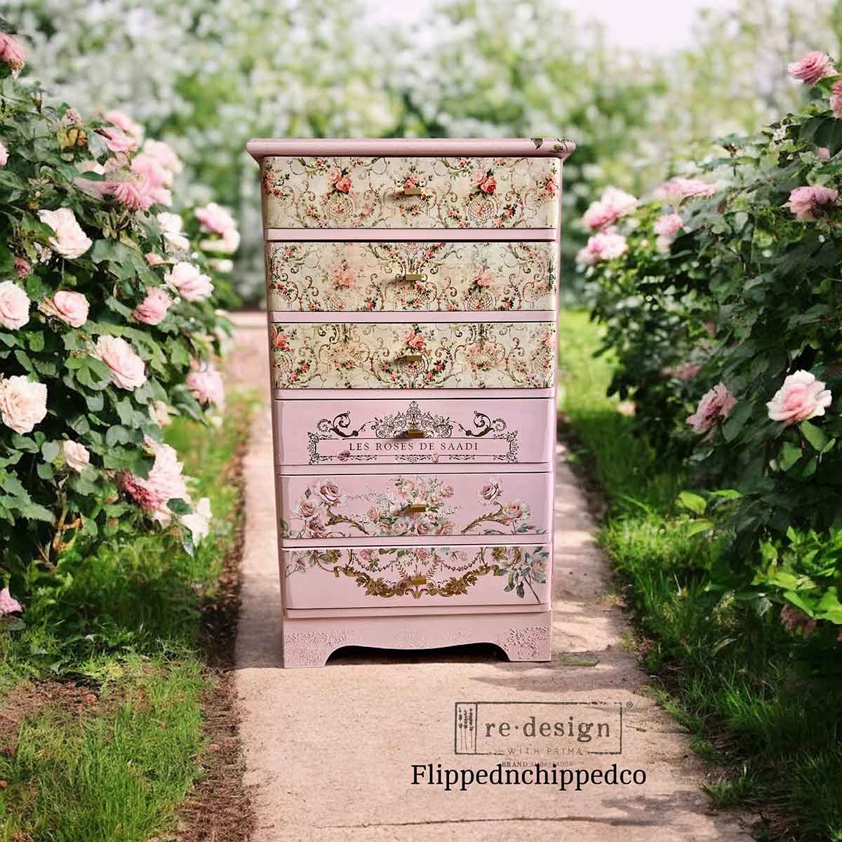 Double Delight Decoupage Fiber Paper Set – Blushing Bloom – Total 2 sheets