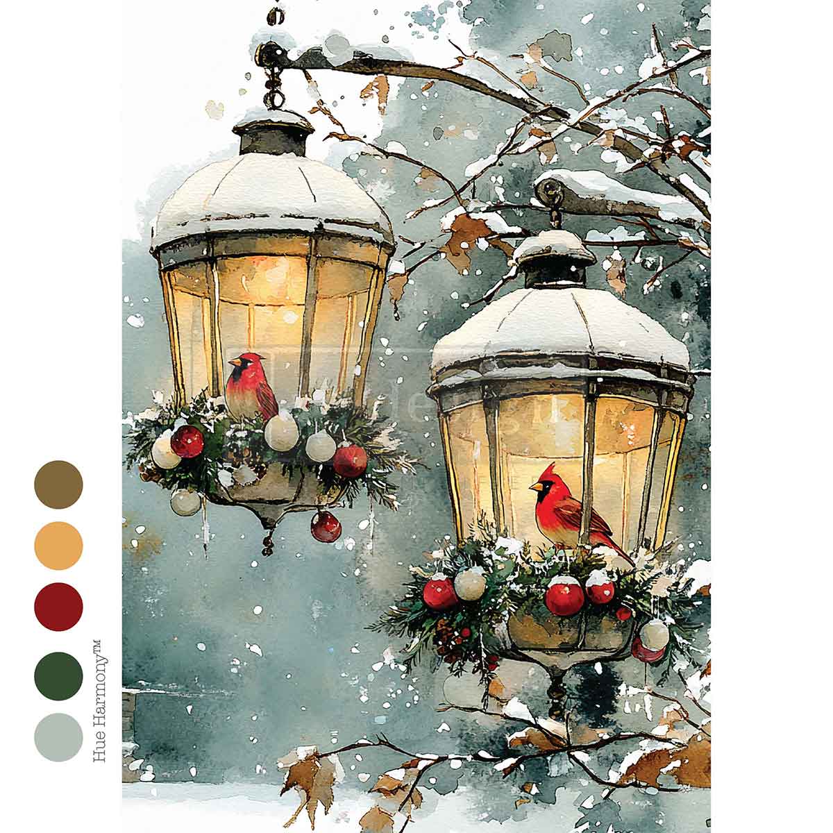 A4 Decoupage – Cardinal Christmas – 1 sheet, 8.27″x11.69″