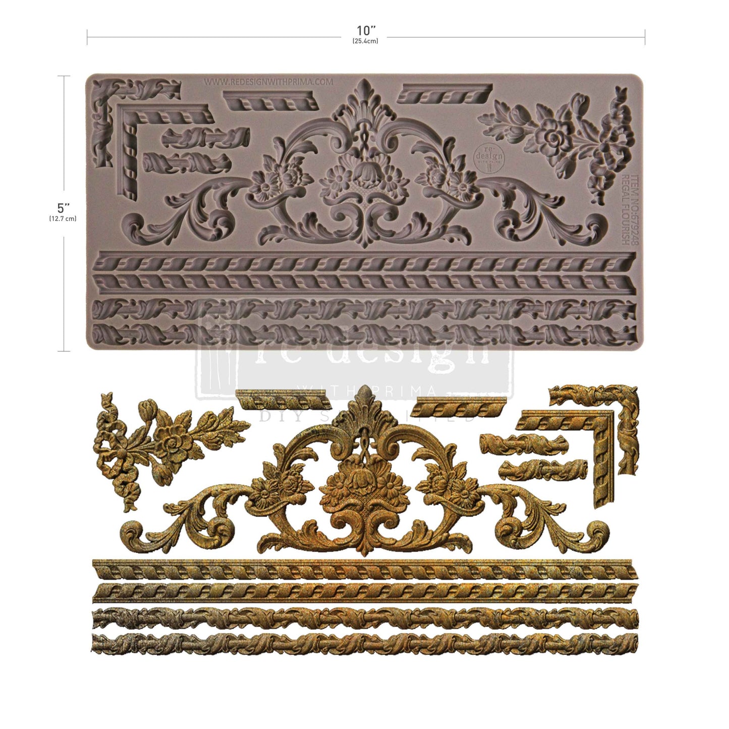 Decor Moulds® – Regal Flourish – 1 pc, 5″x10″x8mm