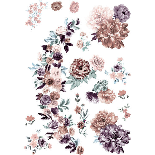 REDESIGN DECOR TRANSFERS® – BURGUNDY ROSE GARDEN – TOTAL SHEET SIZE 24X35, CUT INTO 3 SHEETS