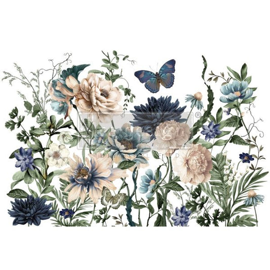DECOR TRANSFERS® – CERULEAN BLOOMS – TOTAL SHEET SIZE 24″X35″, CUT INTO 2 SHEETS