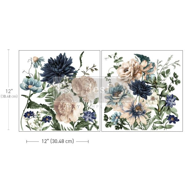 MAXI TRANSFERS™ – CERULEAN BLOOMS – 2 SHEETS, 12″X12″