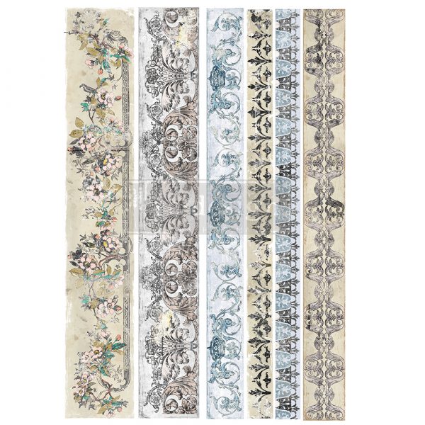 REDESIGN DECOR TRANSFERS® – DISTRESSED BORDERS – TOTAL SHEET SIZE 24″X35″, CUT INTO 2 SHEETS