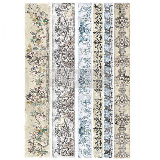 REDESIGN DECOR TRANSFERS® – DISTRESSED BORDERS – TOTAL SHEET SIZE 24″X35″, CUT INTO 2 SHEETS