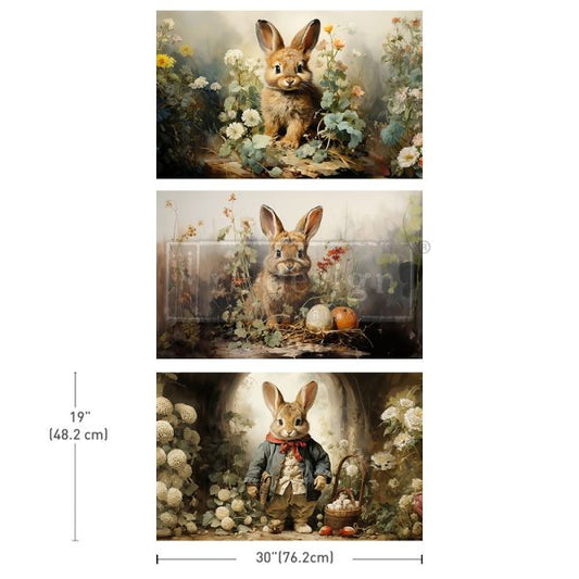 DECOUPAGE DECOR TISSUE PAPER PACK – DREAMY BUNNIES – 3 SHEETS, 19.5″X30″