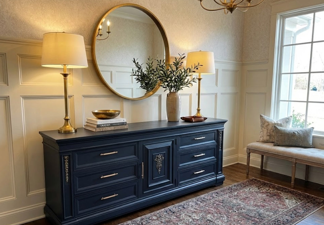 Drexel Blue Nine Drawer Sideboard
