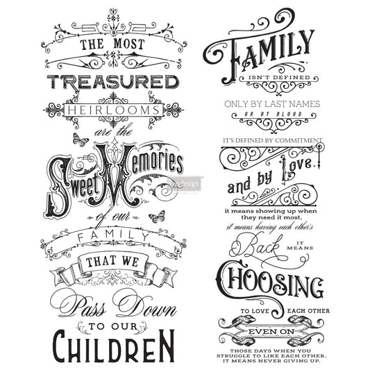 Redesign Decor Transfers® – Family Heirlooms – 2 sheets, design size 22″ X 27″