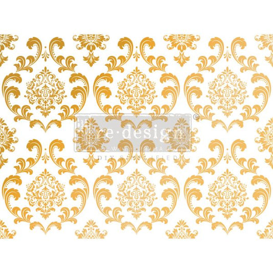 DECOR TRANSFERS® GOLD FOIL KACHA – HOUSE OF DAMASK – TOTAL SHEET SIZE 18″X24″, CUT INTO 2 SHEETS