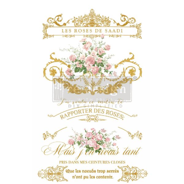 DECOR TRANSFERS® KACHA – LES ROSES – TOTAL SHEET SIZE 24″X35″, CUT INTO 3 SHEETS