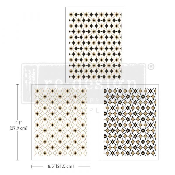 MIDDY TRANSFERS® – MOROCCAN DIAMONDS – 3 SHEETS, 8.5″X11″