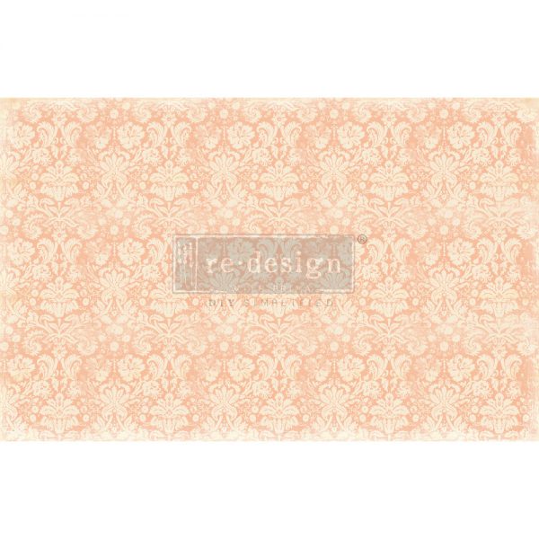 REDESIGN DECOUPAGE DÉCOR TISSUE PAPER – PEACH DAMASK – 2 SHEETS (19″ X 30″)