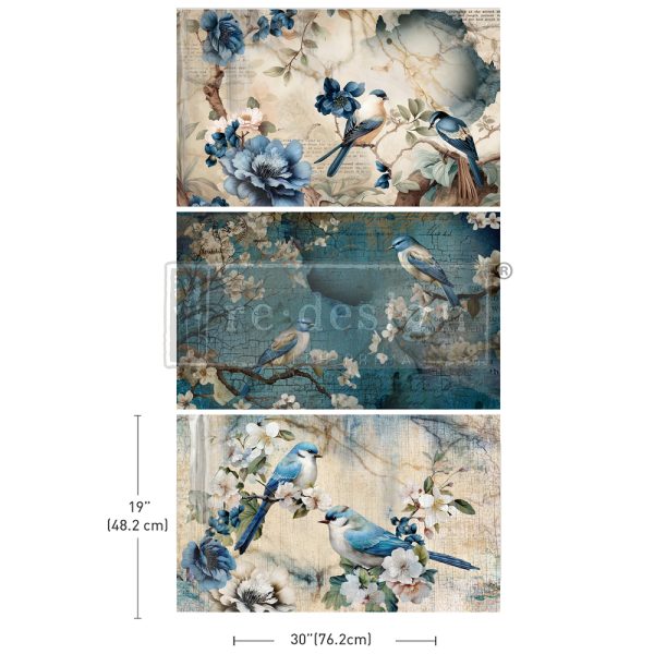 DECOUPAGE DECOR TISSUE PAPER PACK – SAPPHIRE WINGS – 3 SHEETS, 19.5″X30″ EACH