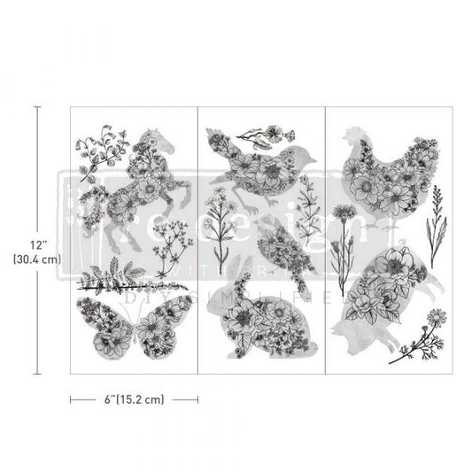 SMALL TRANSFERS – SCRIBBLED ANIMALS – 3 SHEETS, 6″X12″