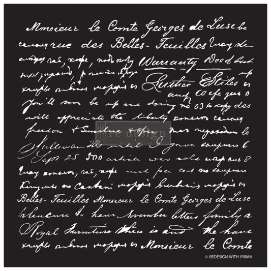 REDESIGN STENCIL – SCRIPT 18×21 – SHEET SIZE 18″X21″, DESIGN SIZE 16.1″X16.1″- LASER CUT ON 16 MIL MYLAR