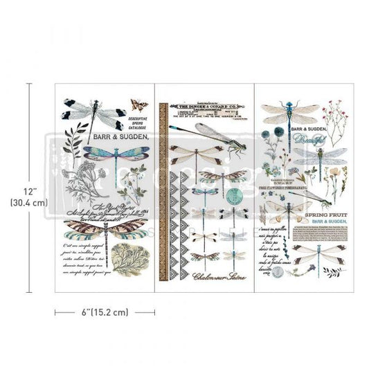 SMALL TRANSFERS – SPRING DRAGONFLY – 3 SHEETS, 6″X12″