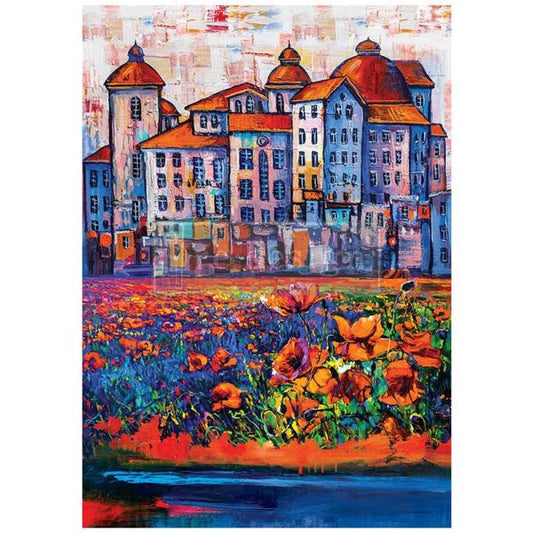 A1 DECOUPAGE FIBER – VILLAGE IN COLOR – 1 SHEET, A1 SIZE