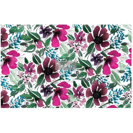 DÉCOUPAGE DÉCOR TISSUE PAPER – WATERCOLOR FLORA – 2 SHEETS (19″ X 30″)