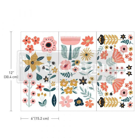 SMALL TRANSFERS – DOODLE FLOWERS – 3 SHEETS, 6″X12″