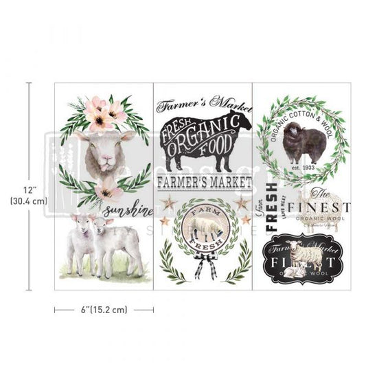 SMALL TRANSFERS – SWEET LAMB – 3 SHEETS, 6″X12″