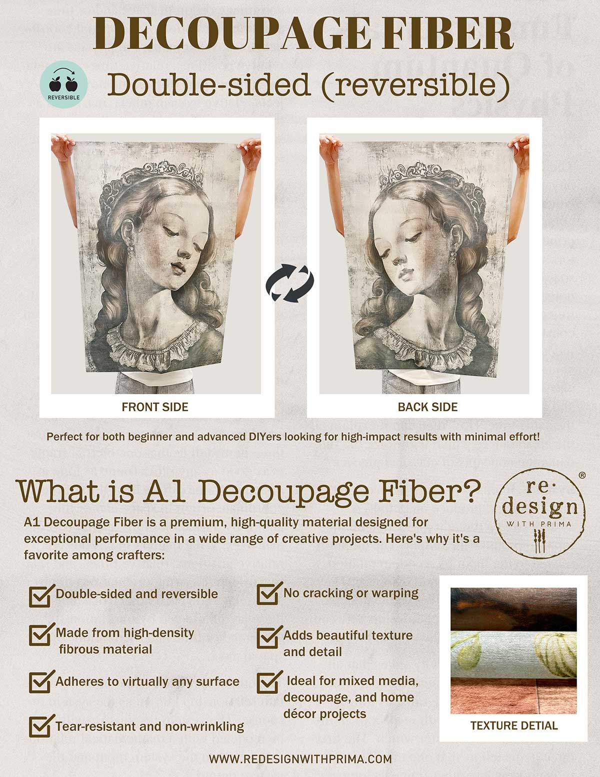 A1 Decoupage Fiber – Noble Steed – 1 sheet, 23.4″x33.1″