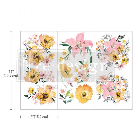 SMALL TRANSFERS – WATERCOLOR LUSH – 3 SHEETS, 6″X12″